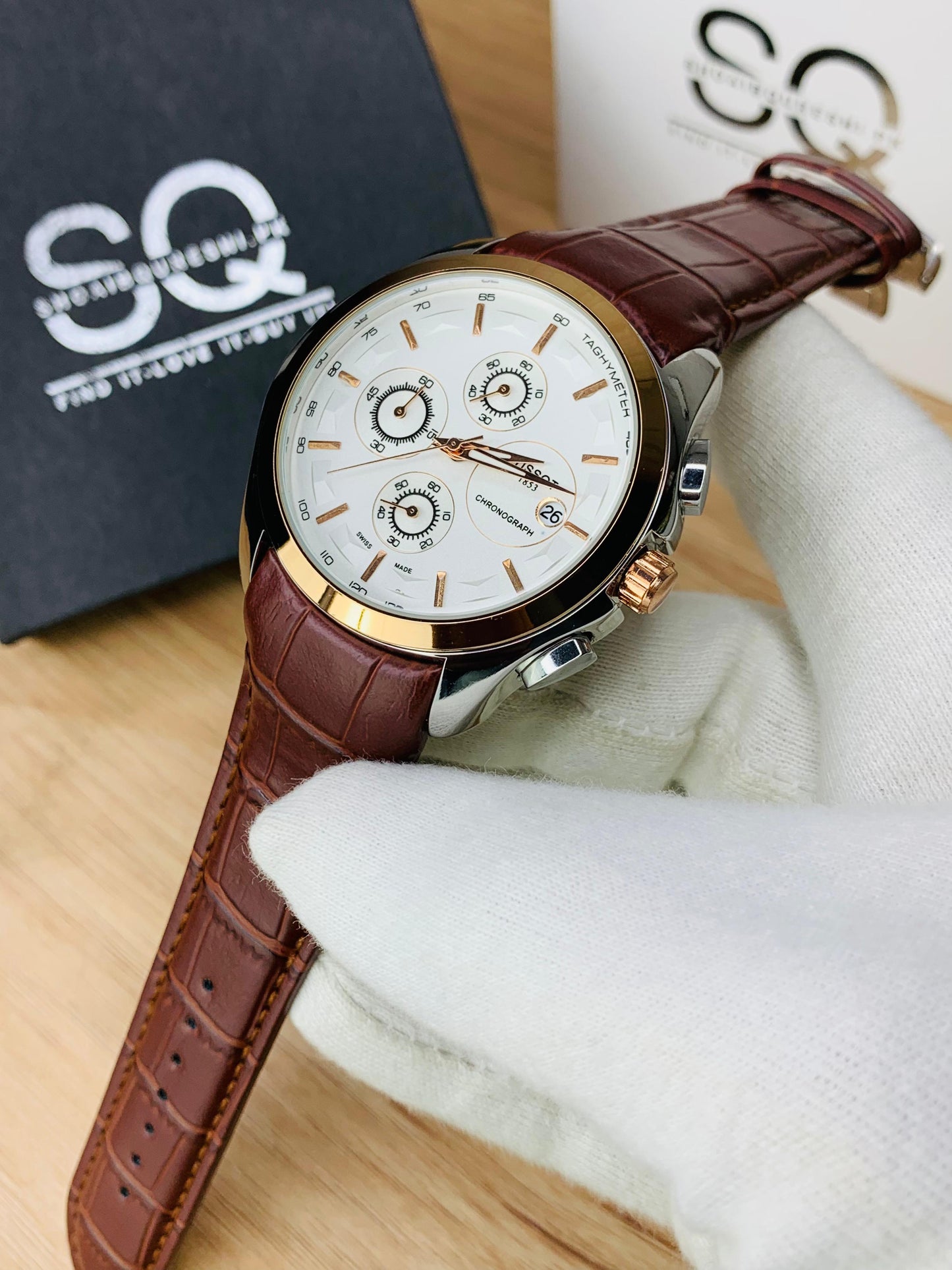 Chronograph Working Watch | Two Tone Brown