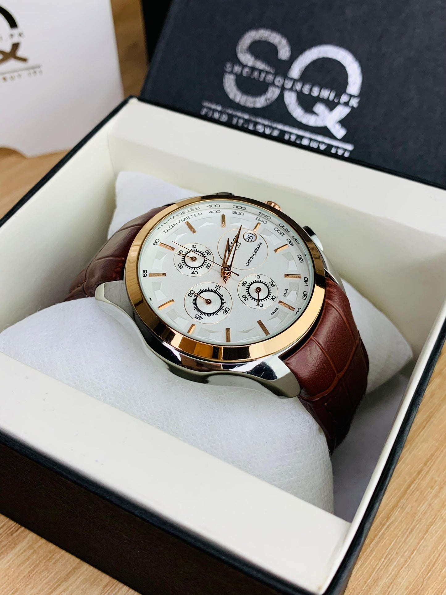 Chronograph Working Watch | Two Tone Brown